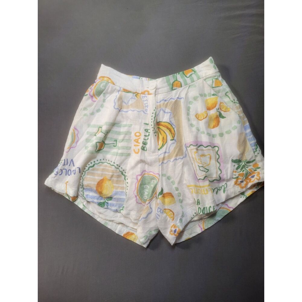 Paper Heart Ciao Bella Italian Linen Blend Pleated Shorts Size Small
